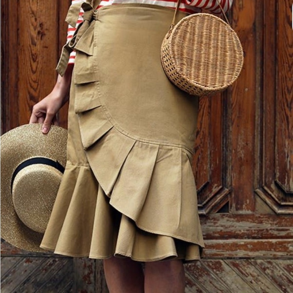 Who What Wear Asymmetrical Tan Skirt Sz 10